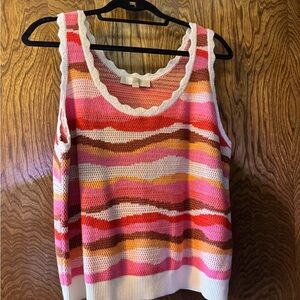 LOFT Multicolor Striped Knit Vest